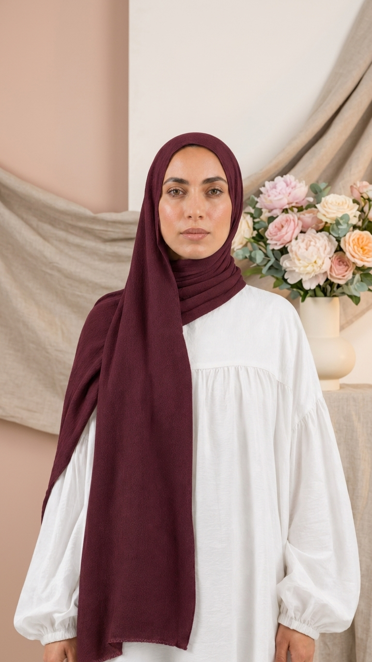 Modal Sponge Hijab in Deep Burgundy - view 3