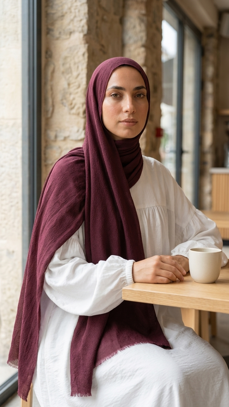 Modal Sponge Hijab in Deep Burgundy - view 4
