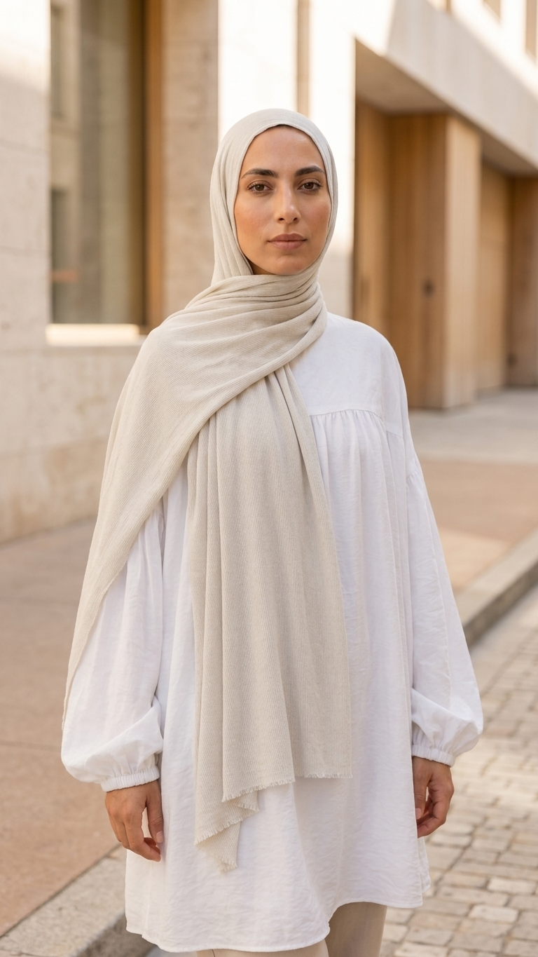 Modal Sponge Hijab in Pearl - view 4