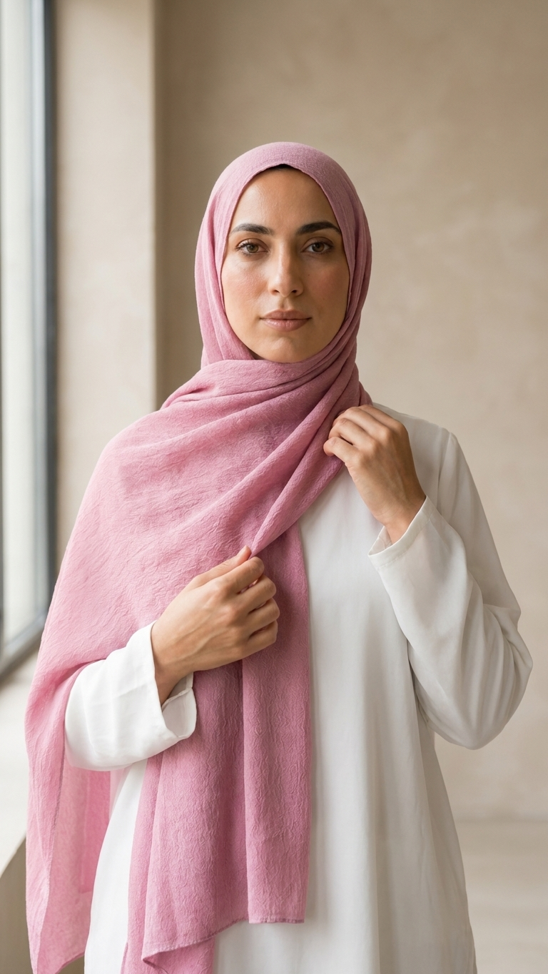 Modal Sponge Hijab in Pink - view 2