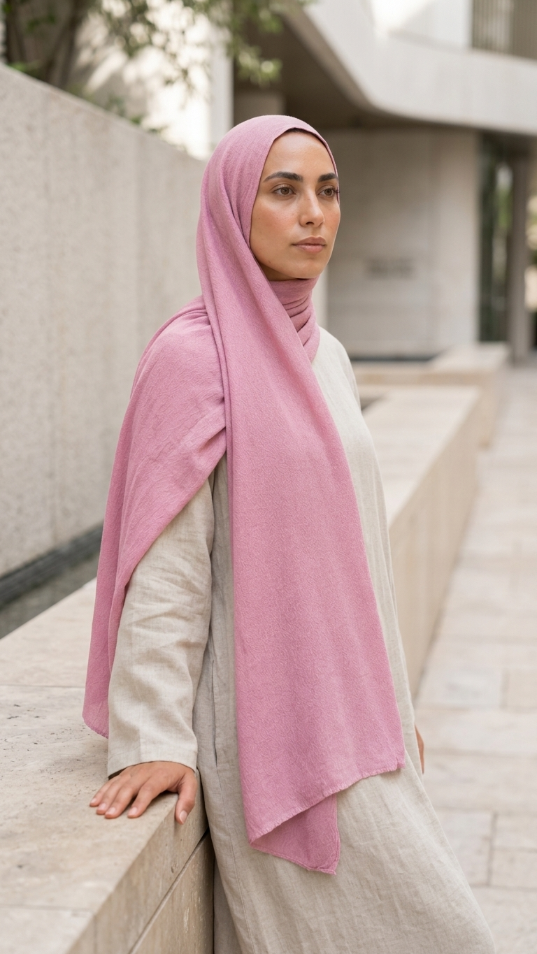 Modal Sponge Hijab in Pink - view 4
