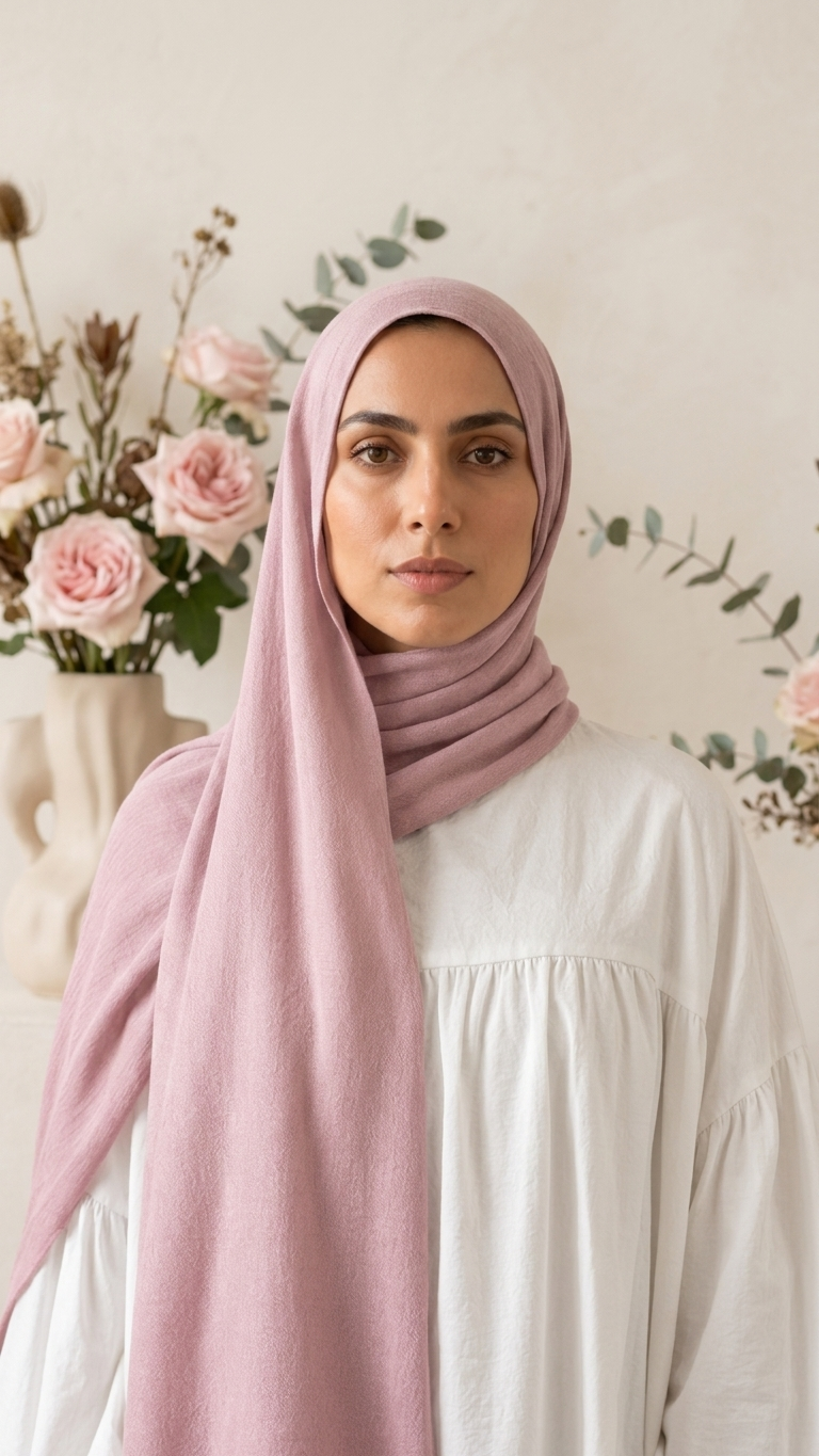 Modal Sponge Hijab in Powder Pink - view 4