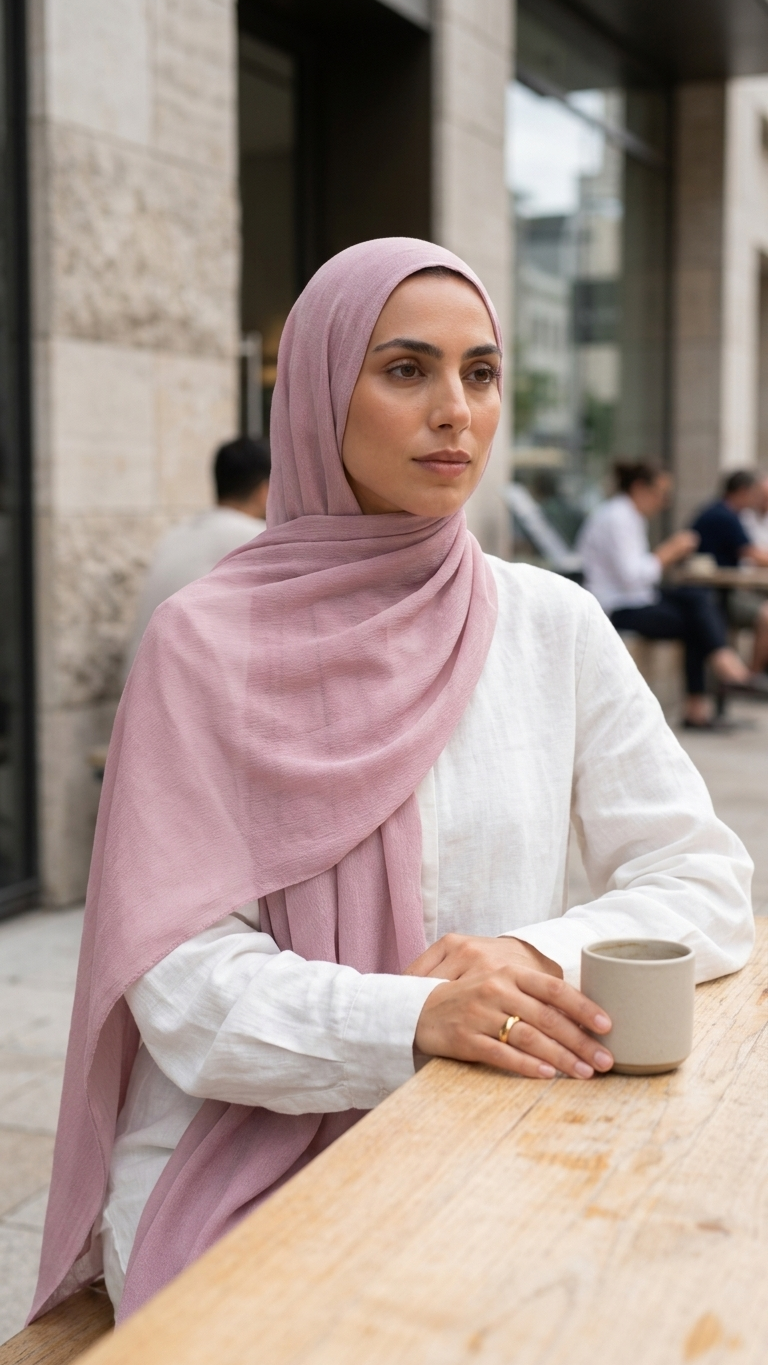 Modal Sponge Hijab in Powder Pink - view 5