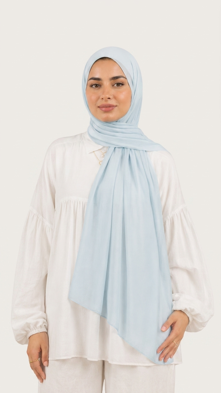 Hijabii Baby Blue plain chiffon hijab