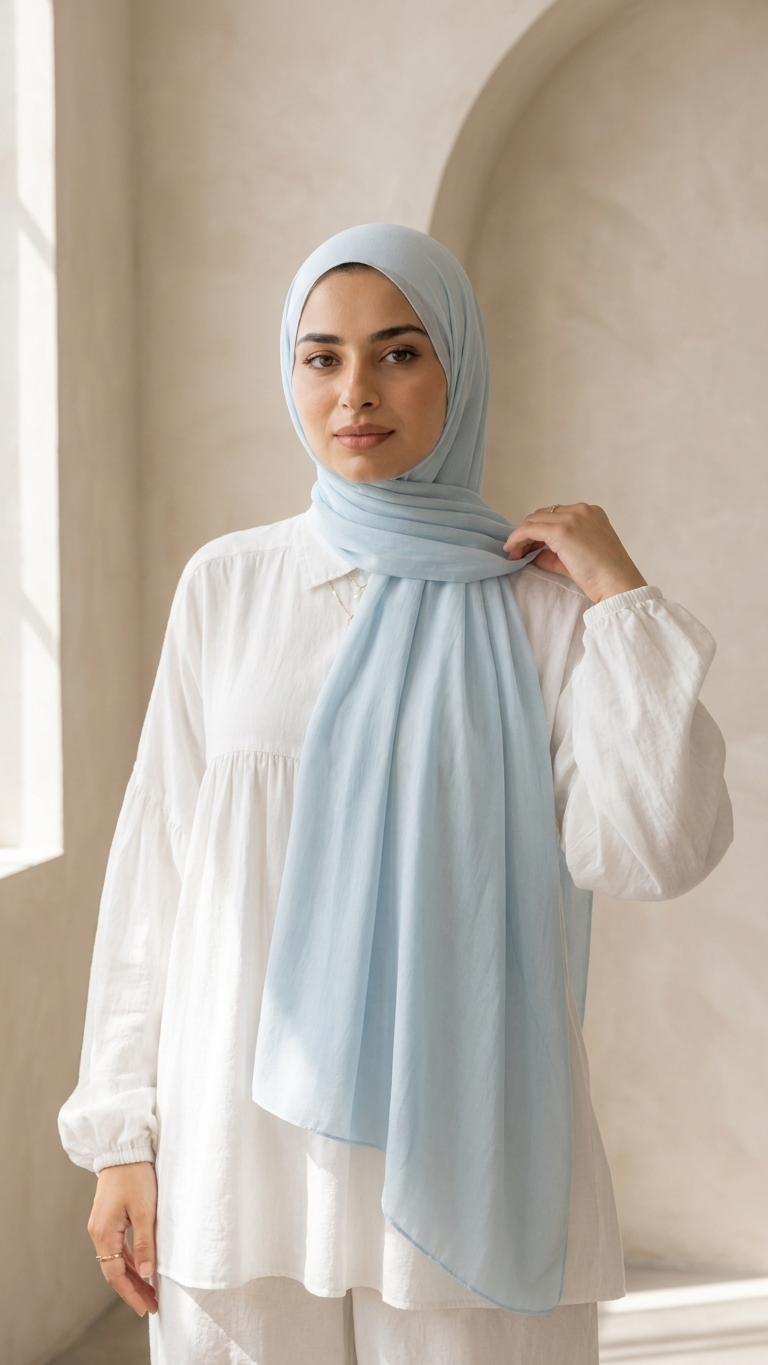 Hijabii Baby Blue plain chiffon hijab – view 2