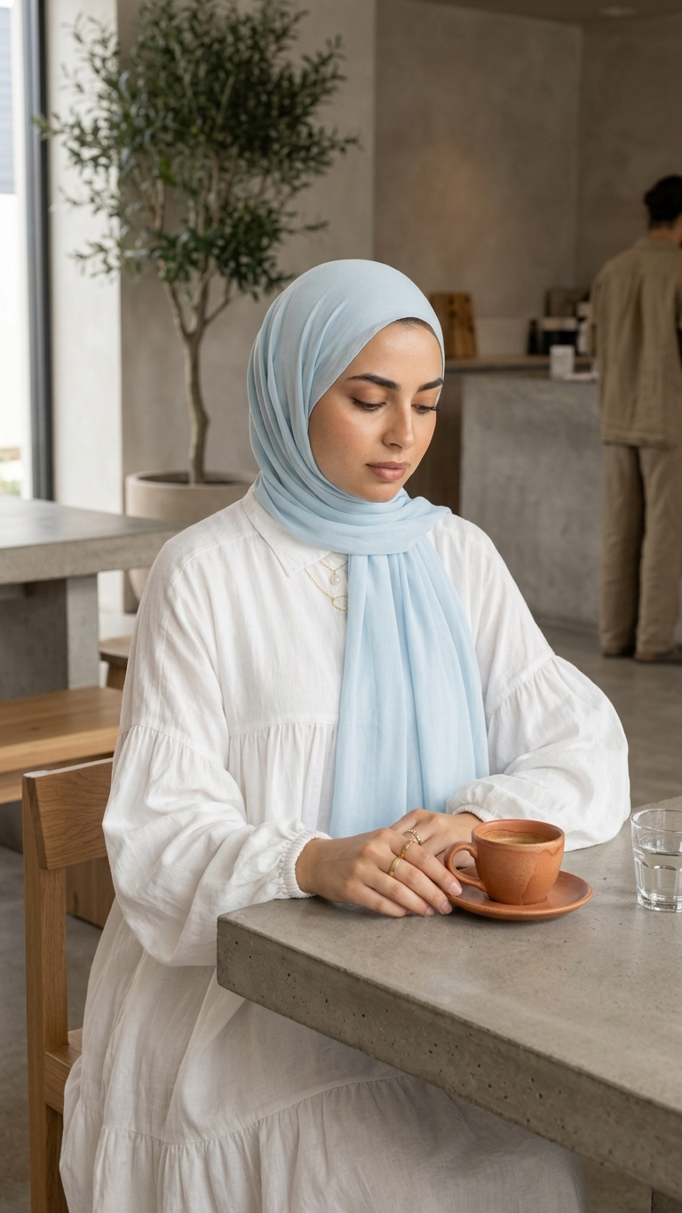 Hijabii Baby Blue plain chiffon hijab – view 4