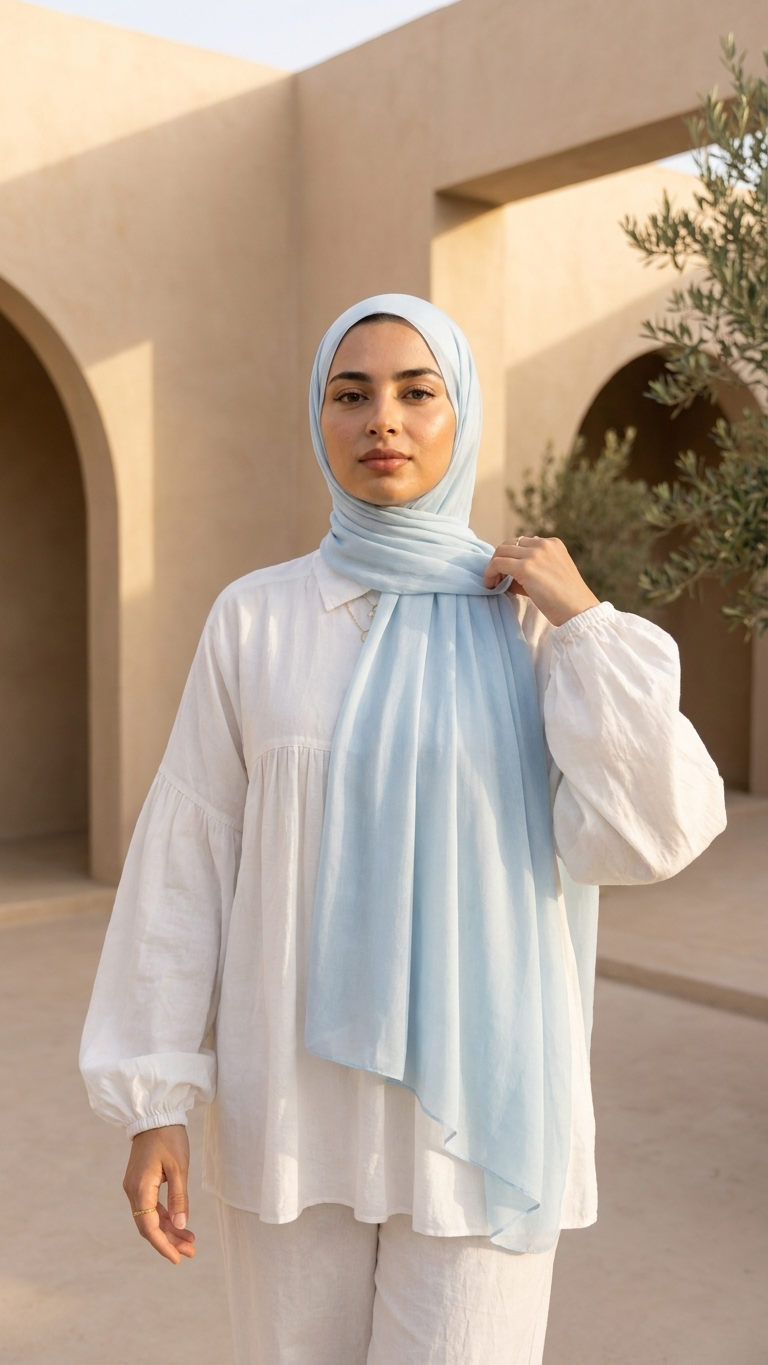 Hijabii Baby Blue plain chiffon hijab – view 5