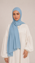Hijabii Blue Water plain chiffon hijab