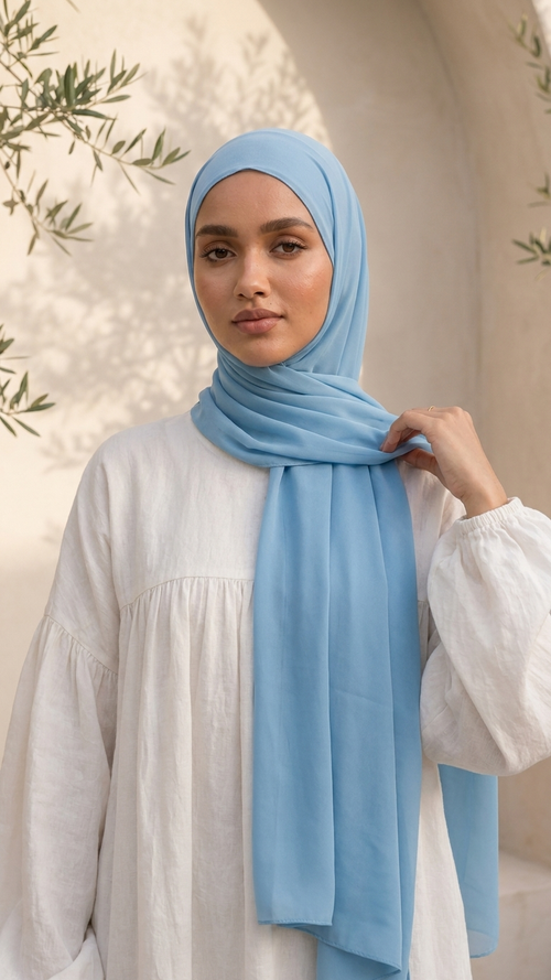 Hijabii Blue Water plain chiffon hijab – view 2
