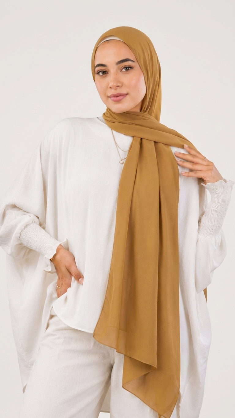 Hijabii Caramel plain chiffon hijab