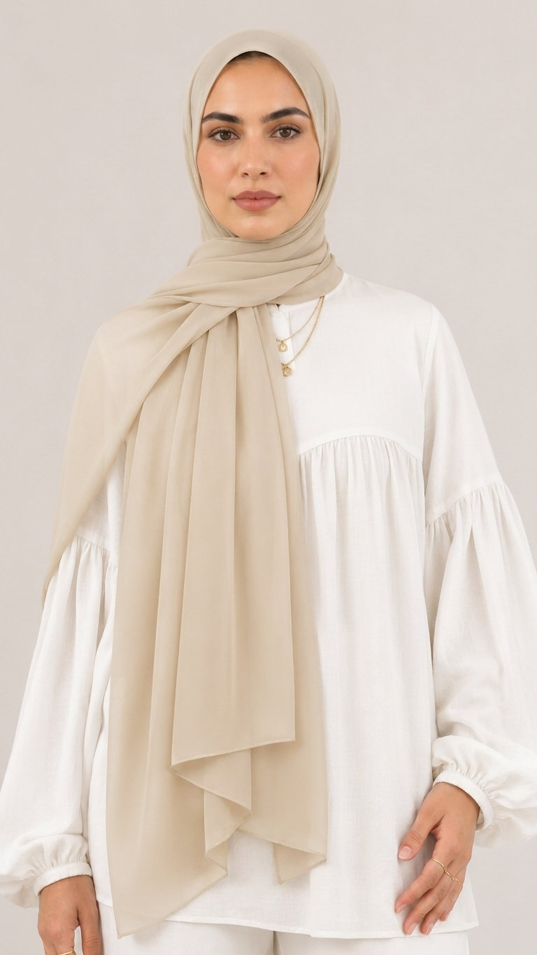 Hijabii Latte plain chiffon hijab