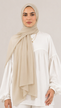 Hijabii Latte plain chiffon hijab