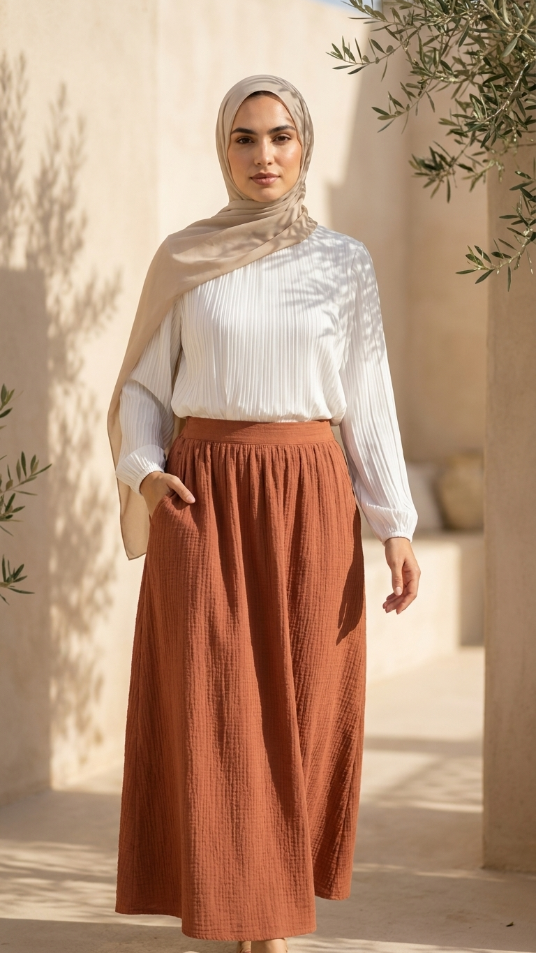 Hijabii Latte plain chiffon hijab – view 2