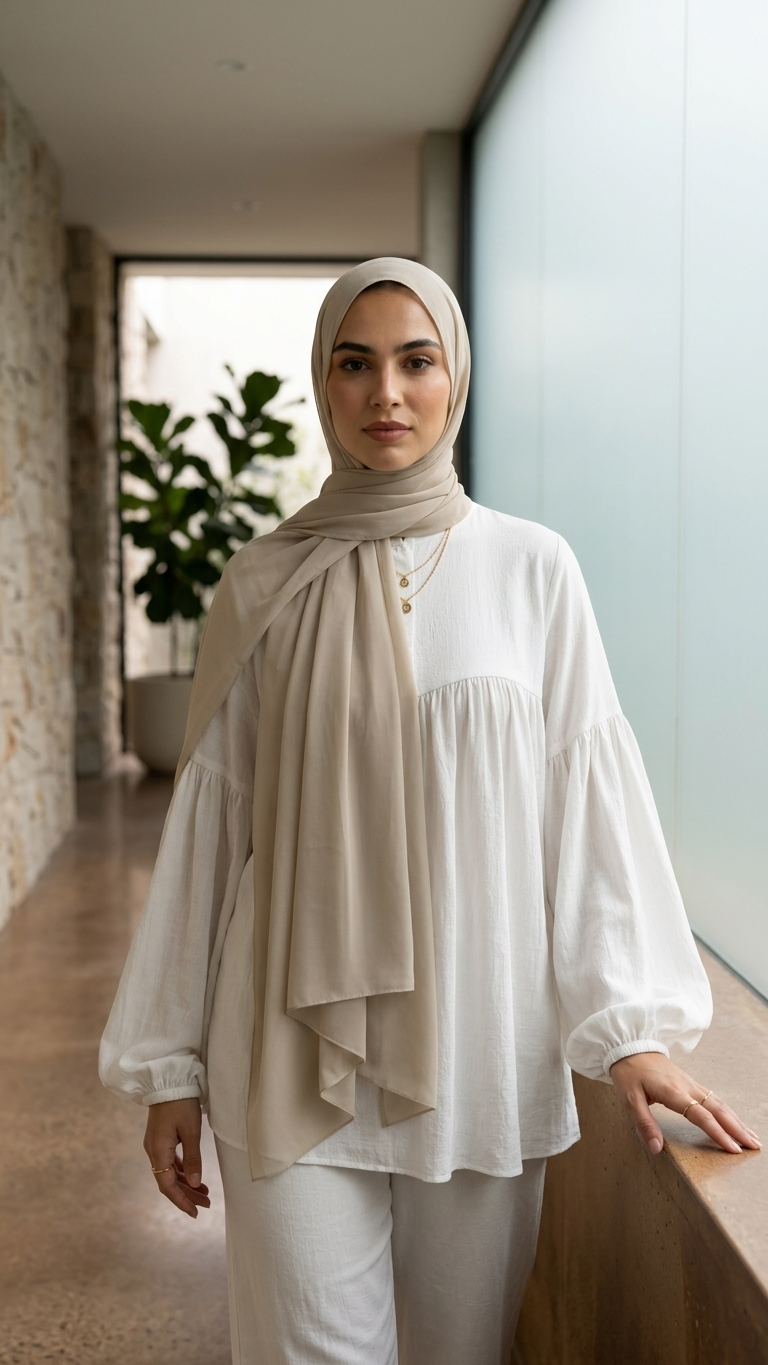 Hijabii Latte plain chiffon hijab – view 4