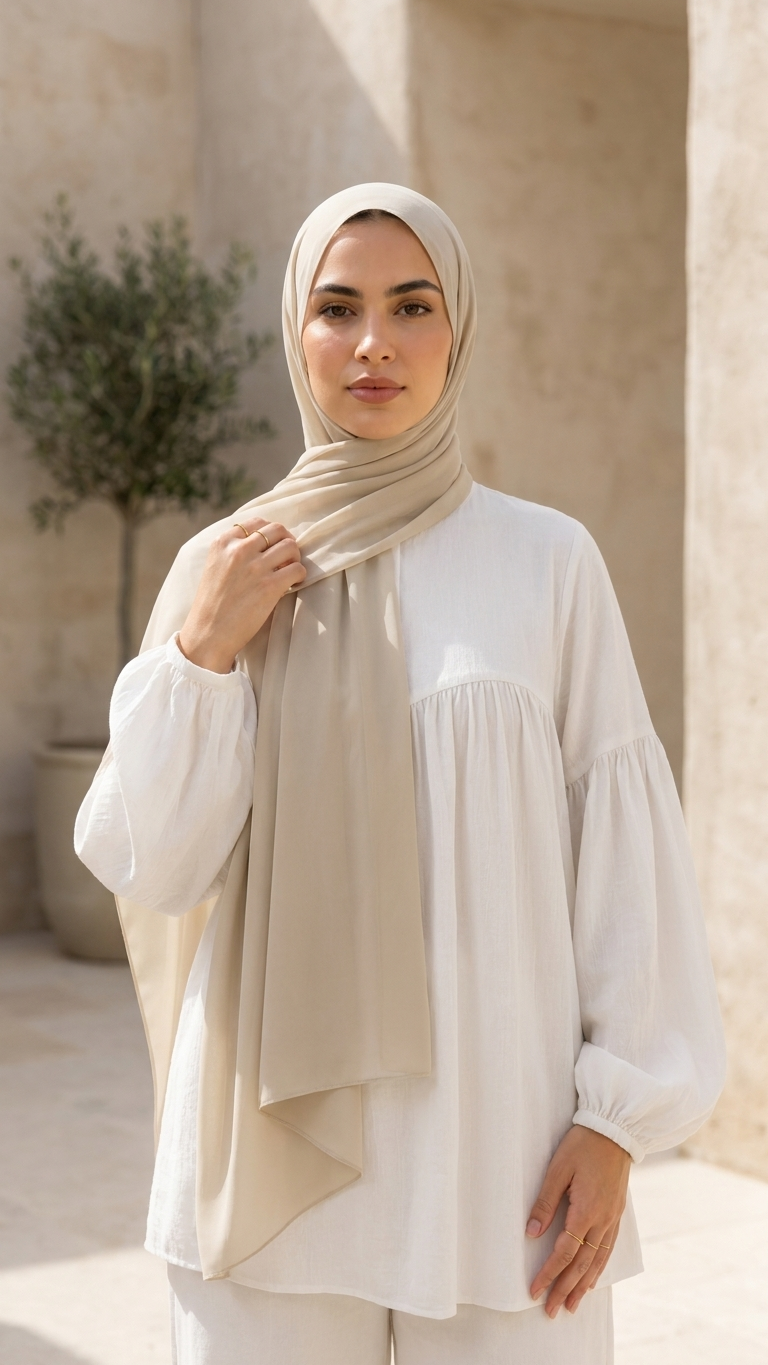 Hijabii Latte plain chiffon hijab – view 5