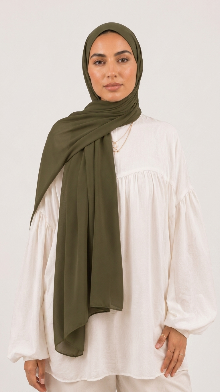 Hijabii Pale Green plain chiffon hijab – view 2