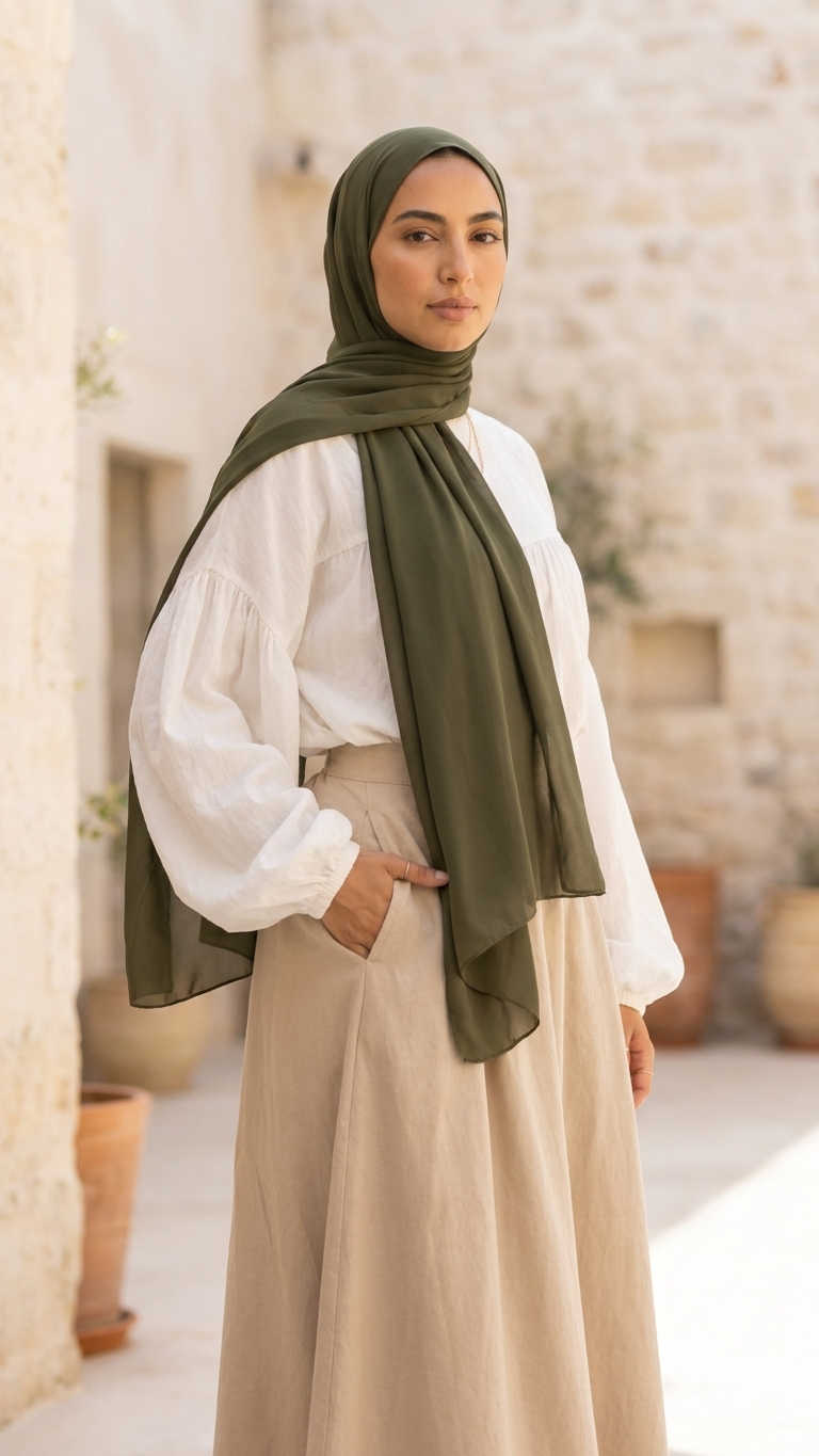 Hijabii Pale Green plain chiffon hijab – view 3