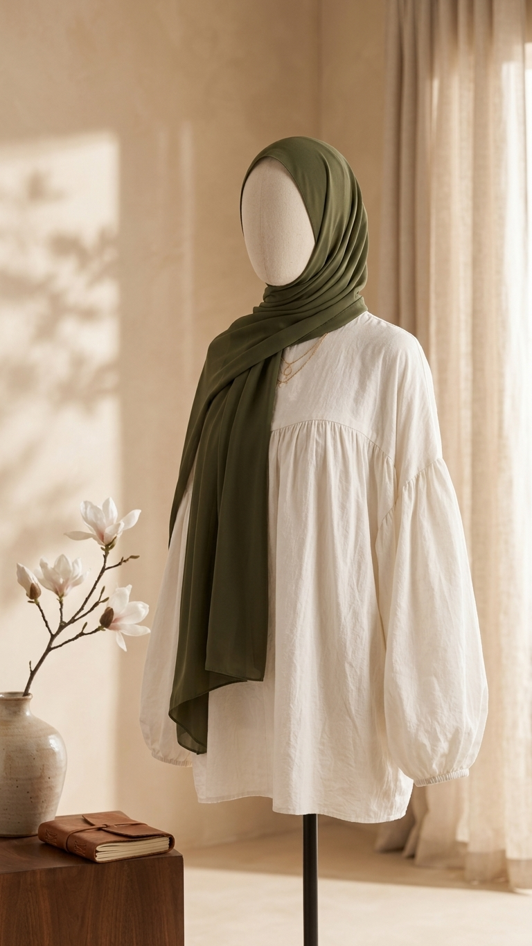 Hijabii Pale Green plain chiffon hijab – view 4