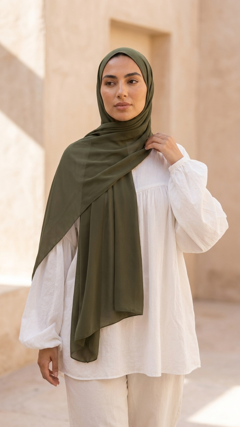 Hijabii Pale Green plain chiffon hijab – view 6