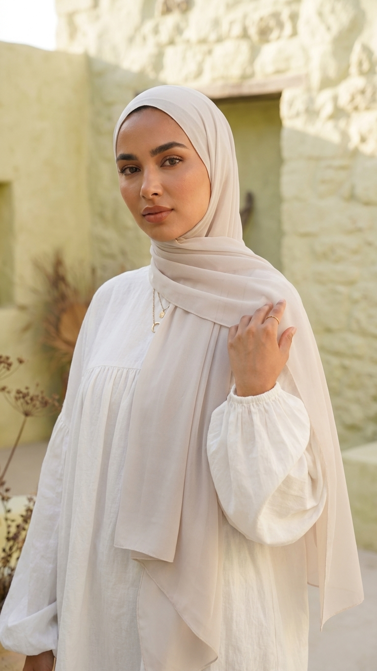 Hijabii Stone plain chiffon hijab – view 2