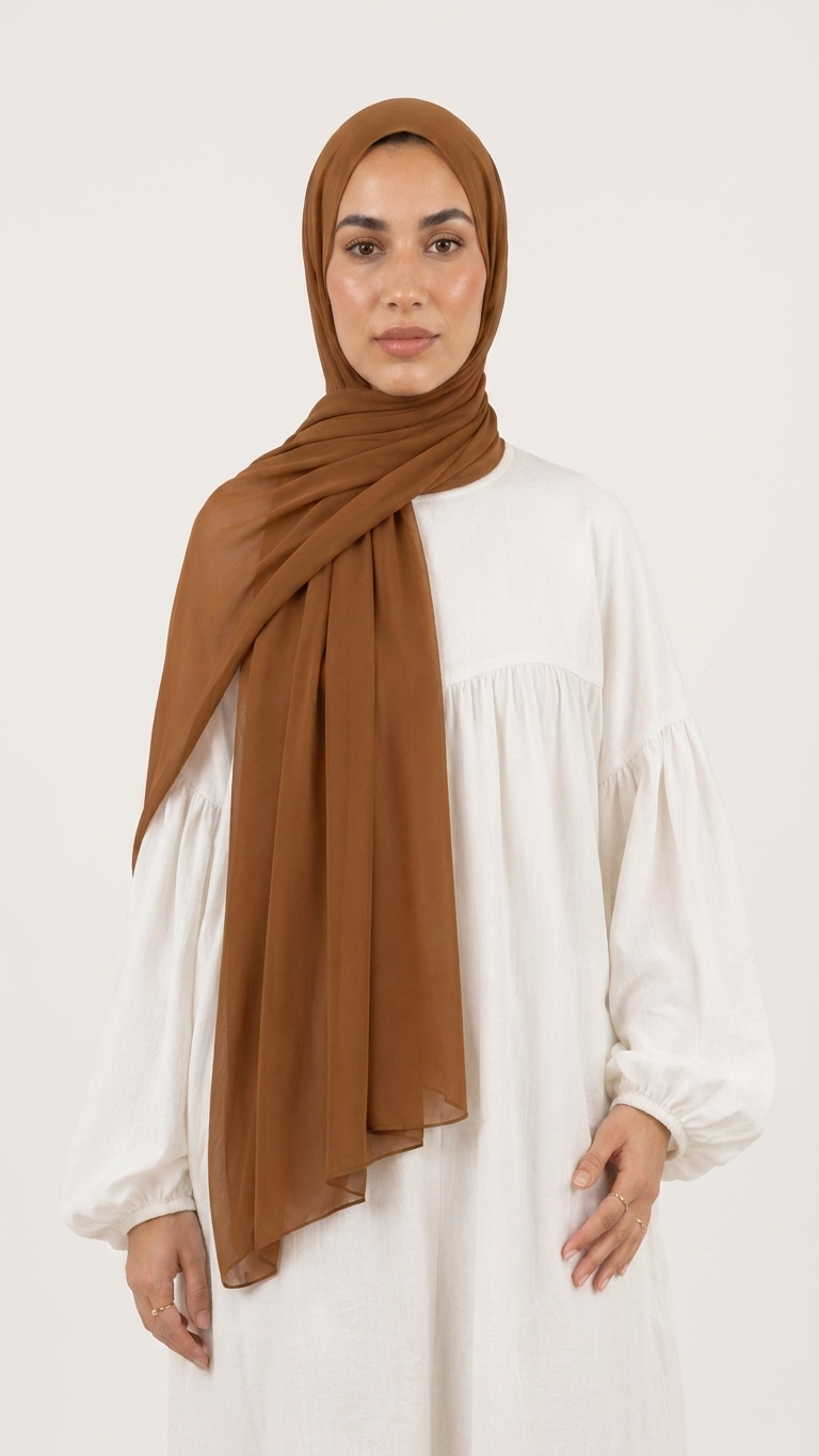 Hijabii Brown plain chiffon hijab