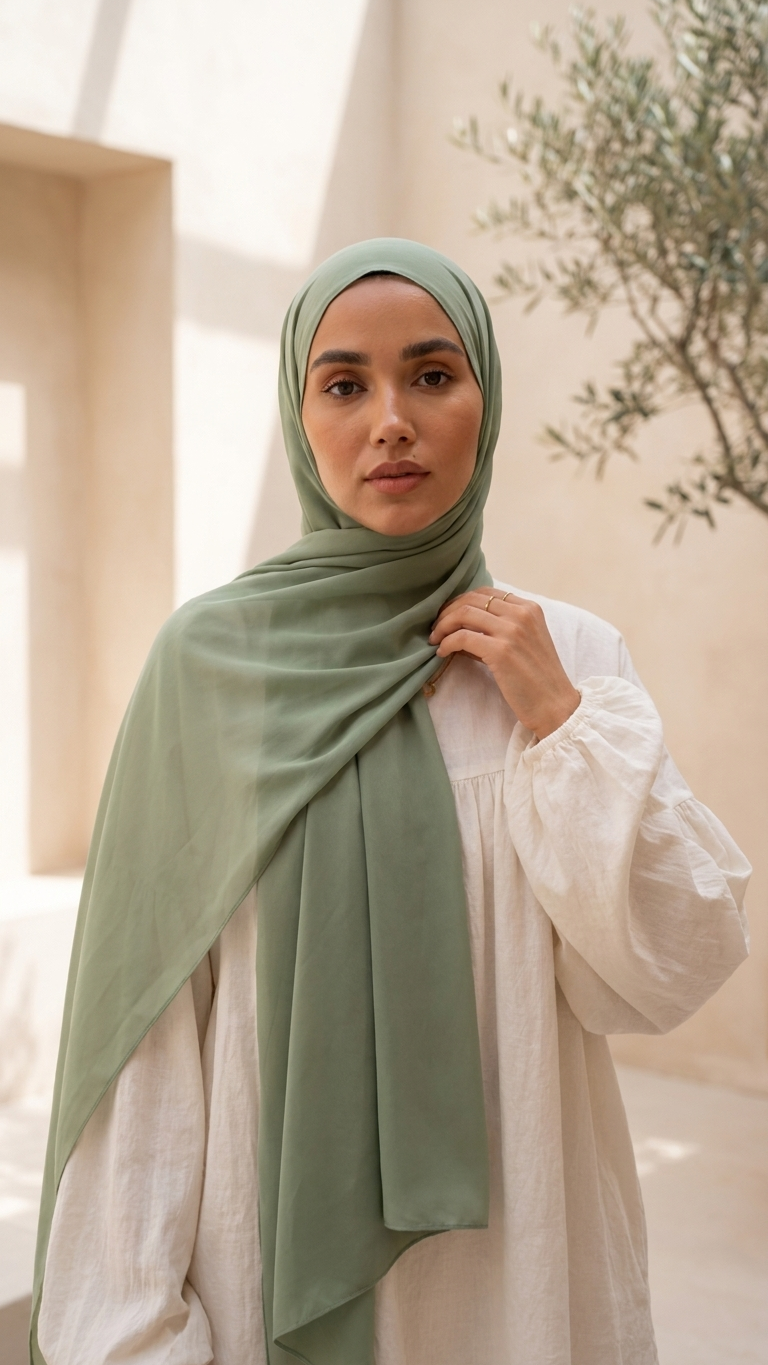 Hijabii Soft Green plain chiffon hijab