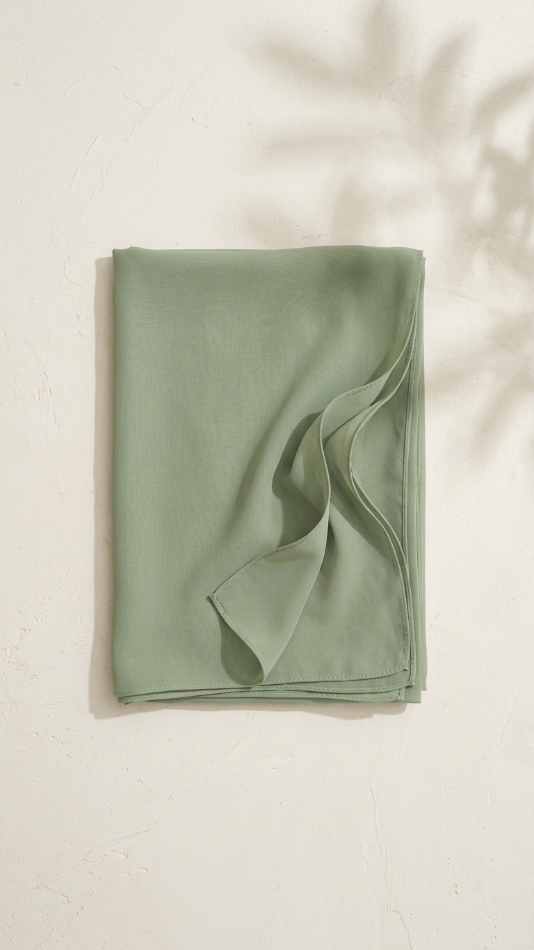 Hijabii Soft Green plain chiffon hijab – view 3
