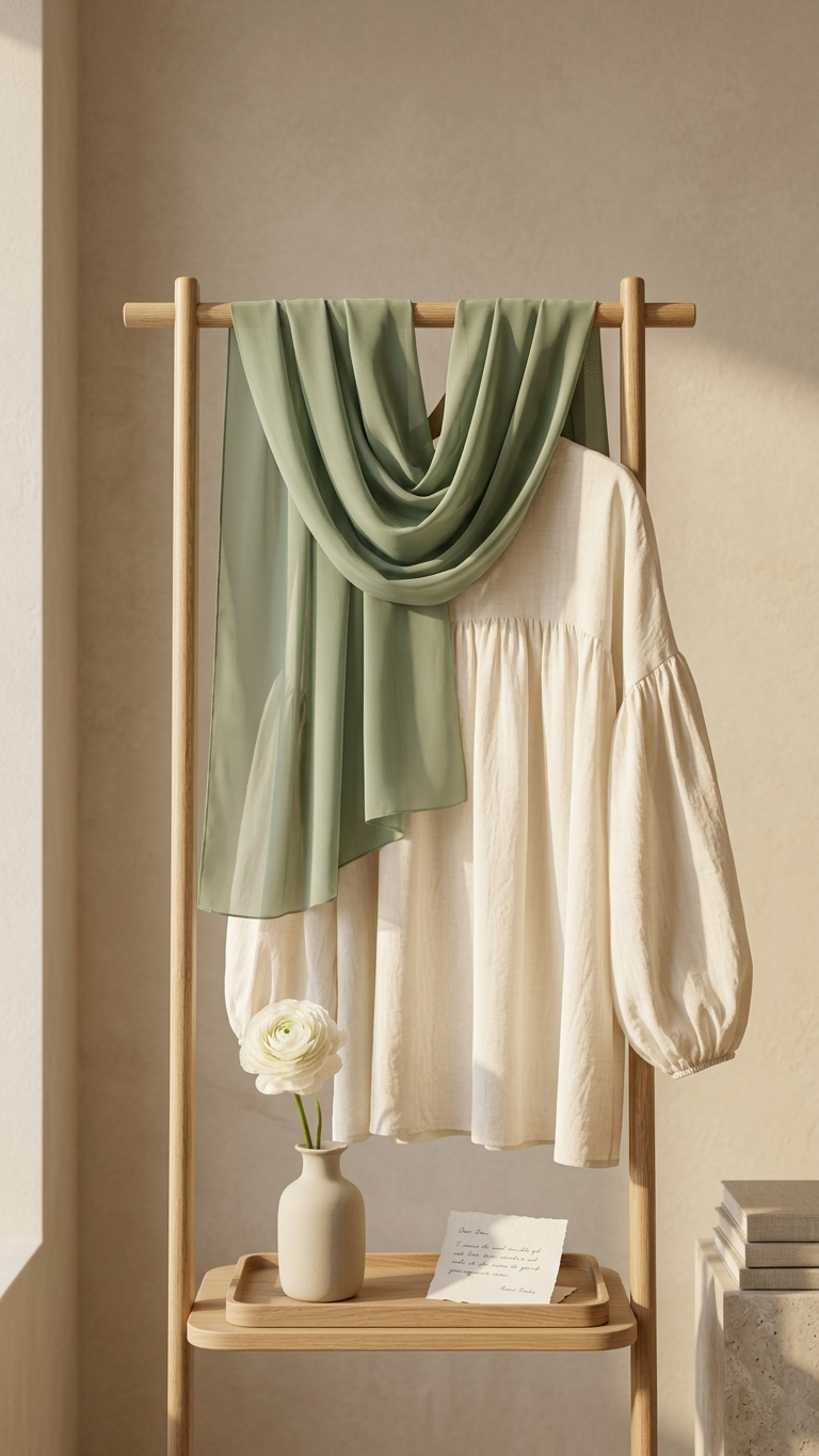 Hijabii Soft Green plain chiffon hijab – view 4