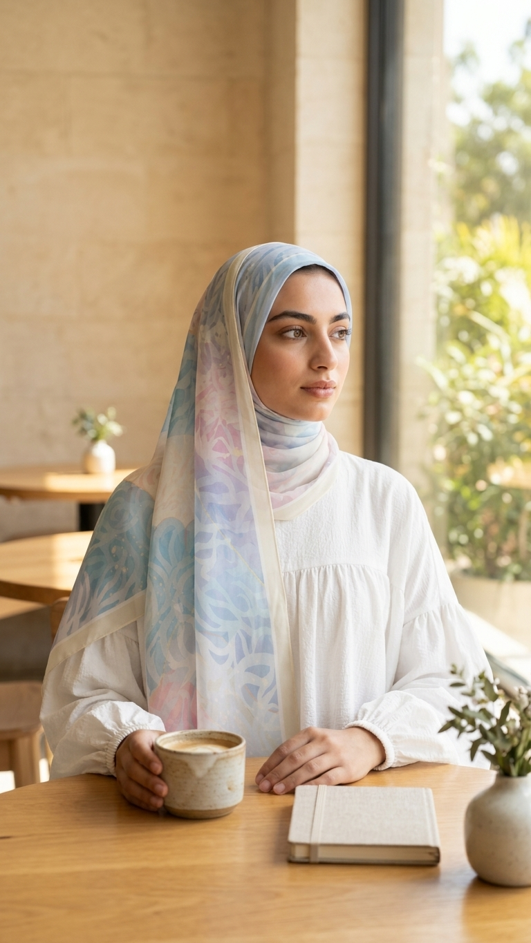 Hijabii Printed Chiffon Hijab J2 Pastel Bloom – view 2