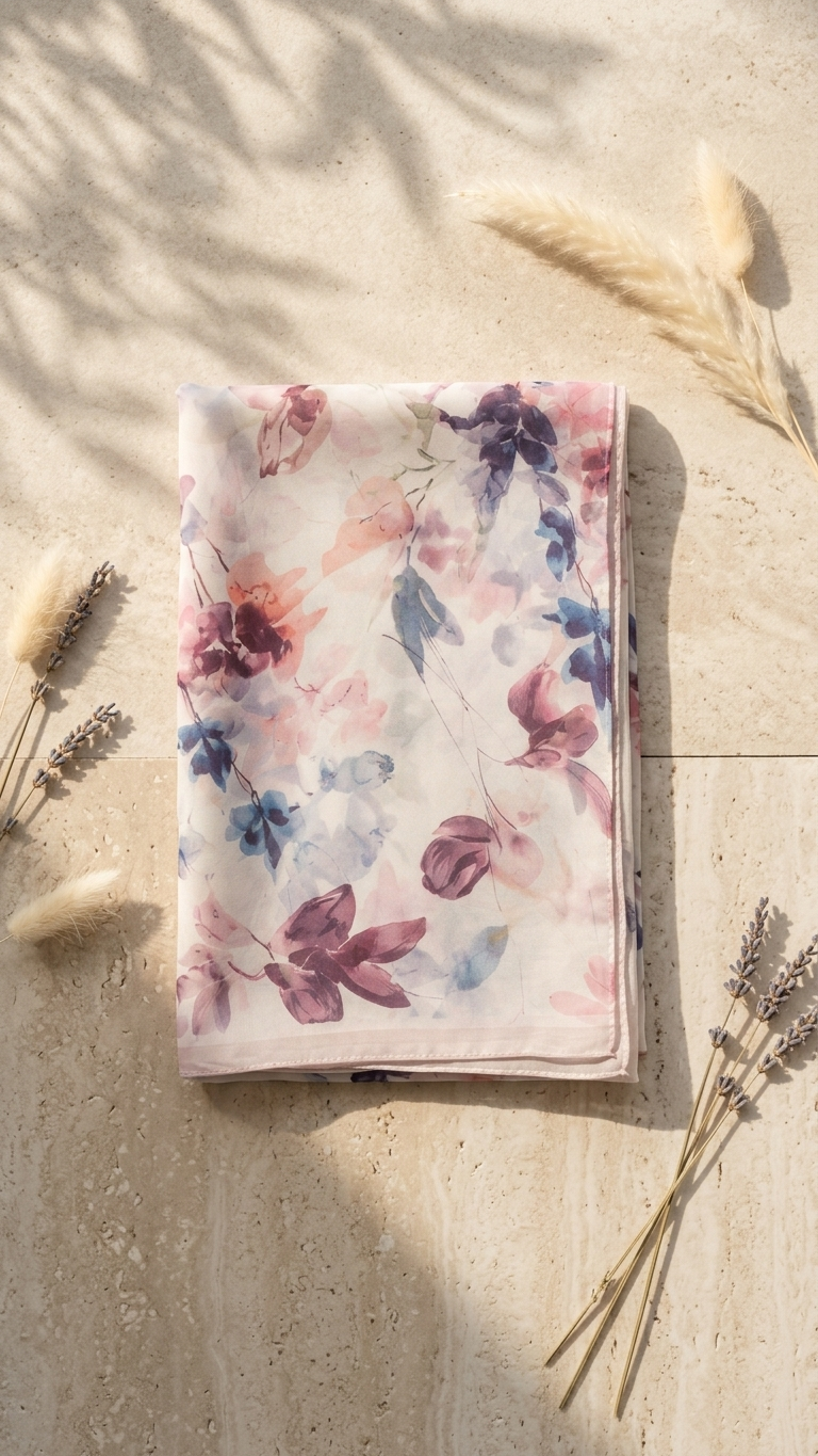 Hijabii Printed Chiffon Hijab J7 Mauve Garden – view 4