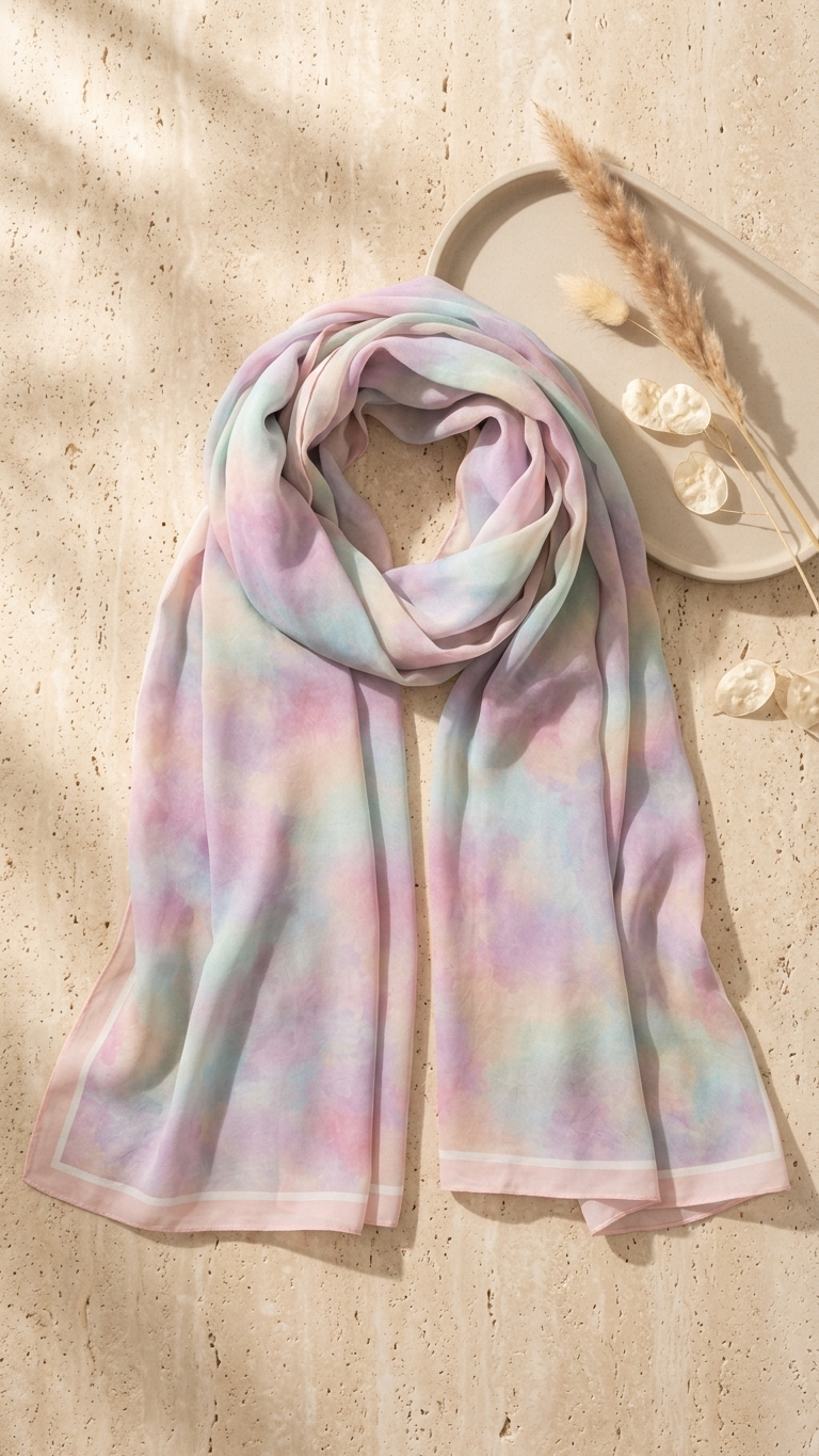 Hijabii Printed Chiffon Hijab J8 Pastel Watercolour – view 4