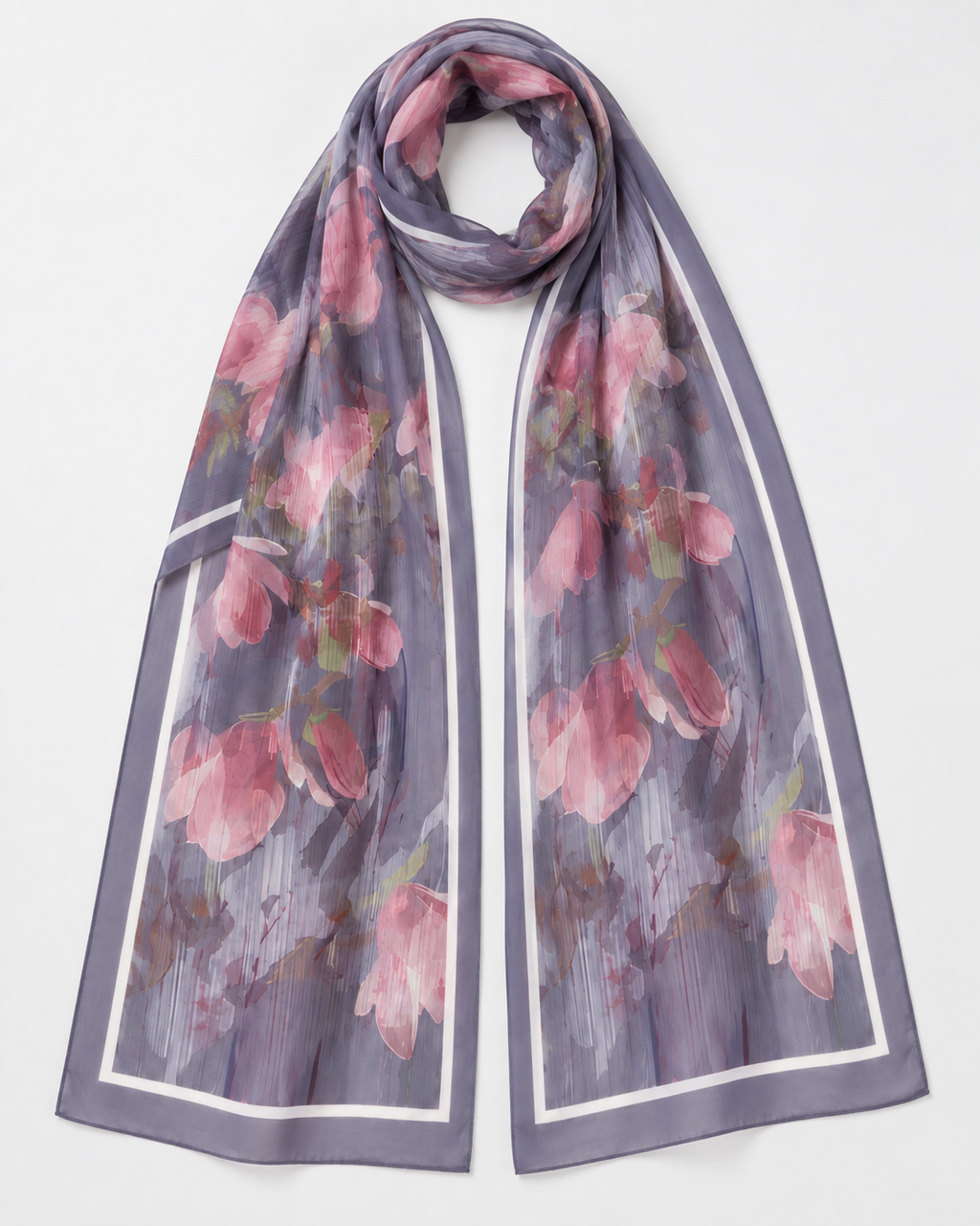 Hijabii Printed Chiffon Hijab J9 Midnight Floral – view 2