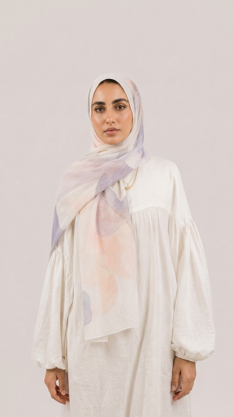 Hijabii Printed Chiffon Hijab – Style 10 – view 3