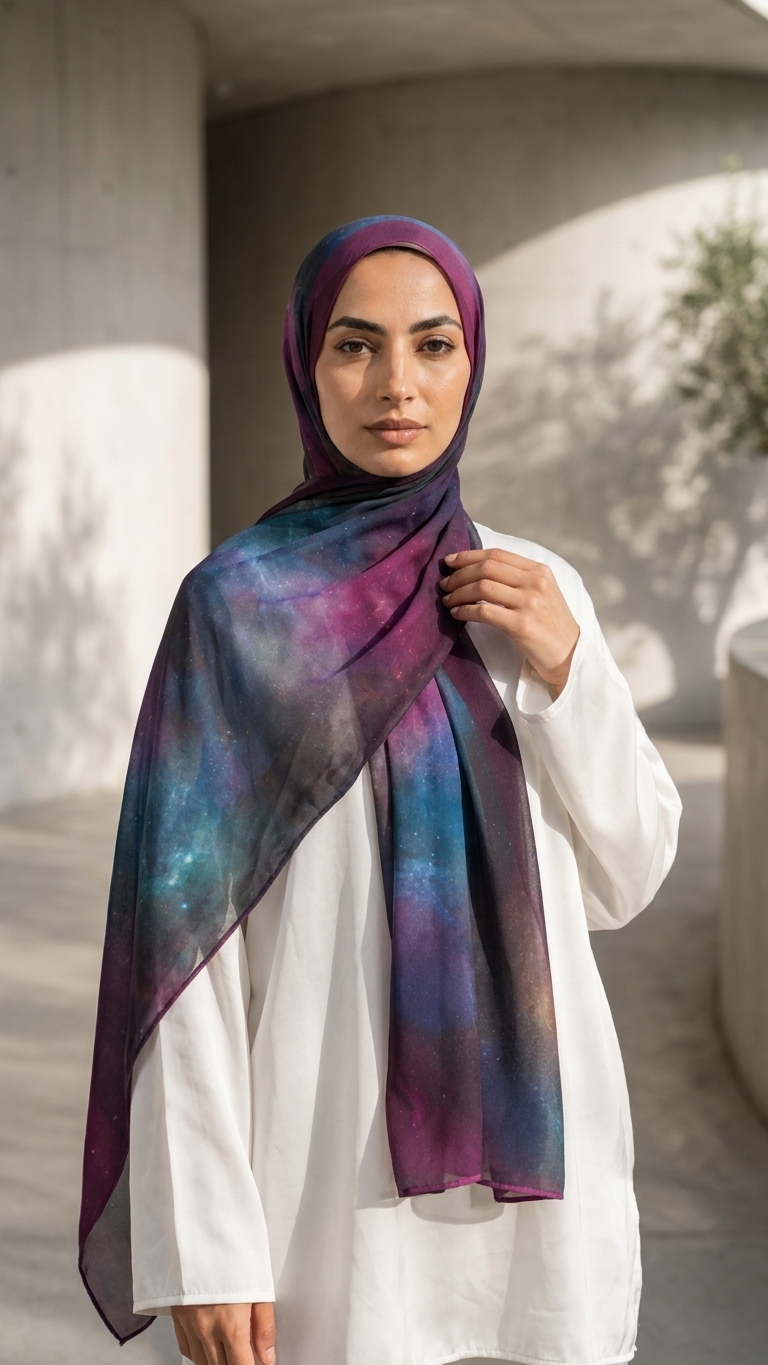 Hijabii Printed Chiffon Hijab – Style 11 – view 2