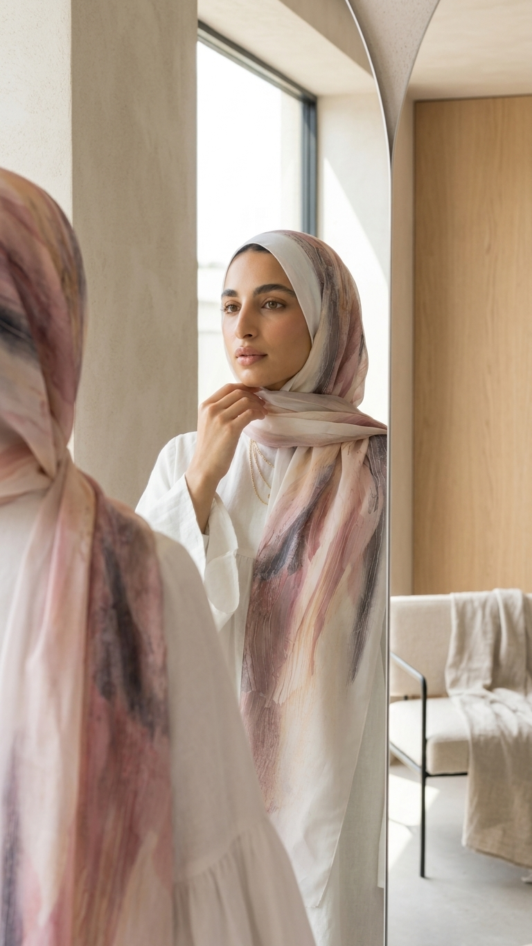Hijabii Printed Chiffon Hijab – Style 12 – view 4