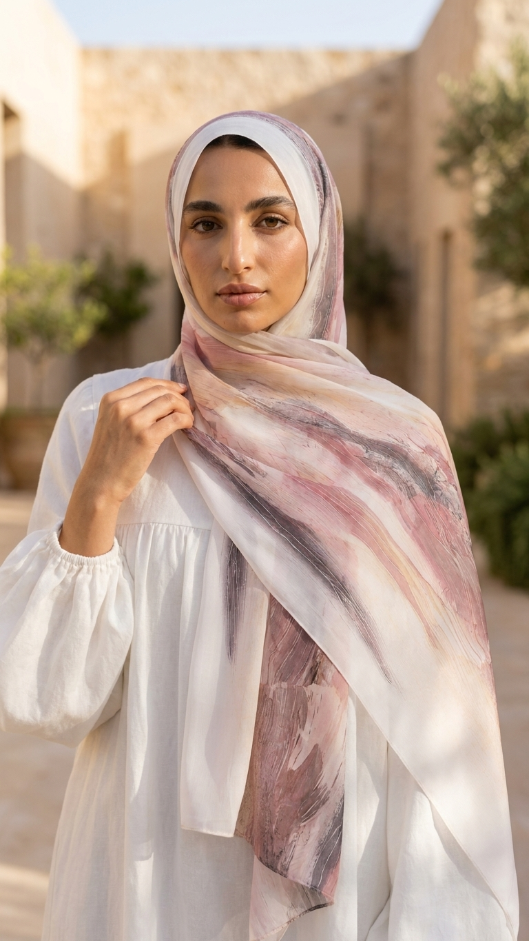 Hijabii Printed Chiffon Hijab – Style 12