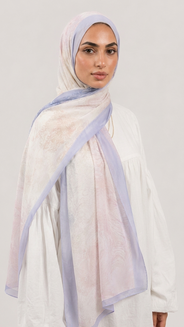 Hijabii Printed Chiffon Hijab – Style 13 – view 5