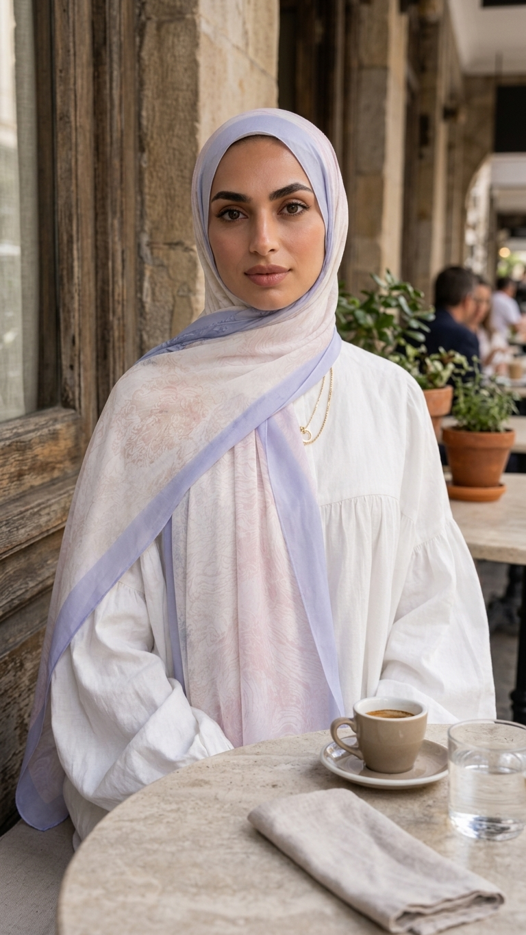 Hijabii Printed Chiffon Hijab – Style 13 – view 4