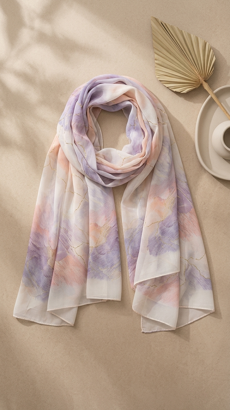 Hijabii Printed Chiffon Hijab – Style 1 – view 2
