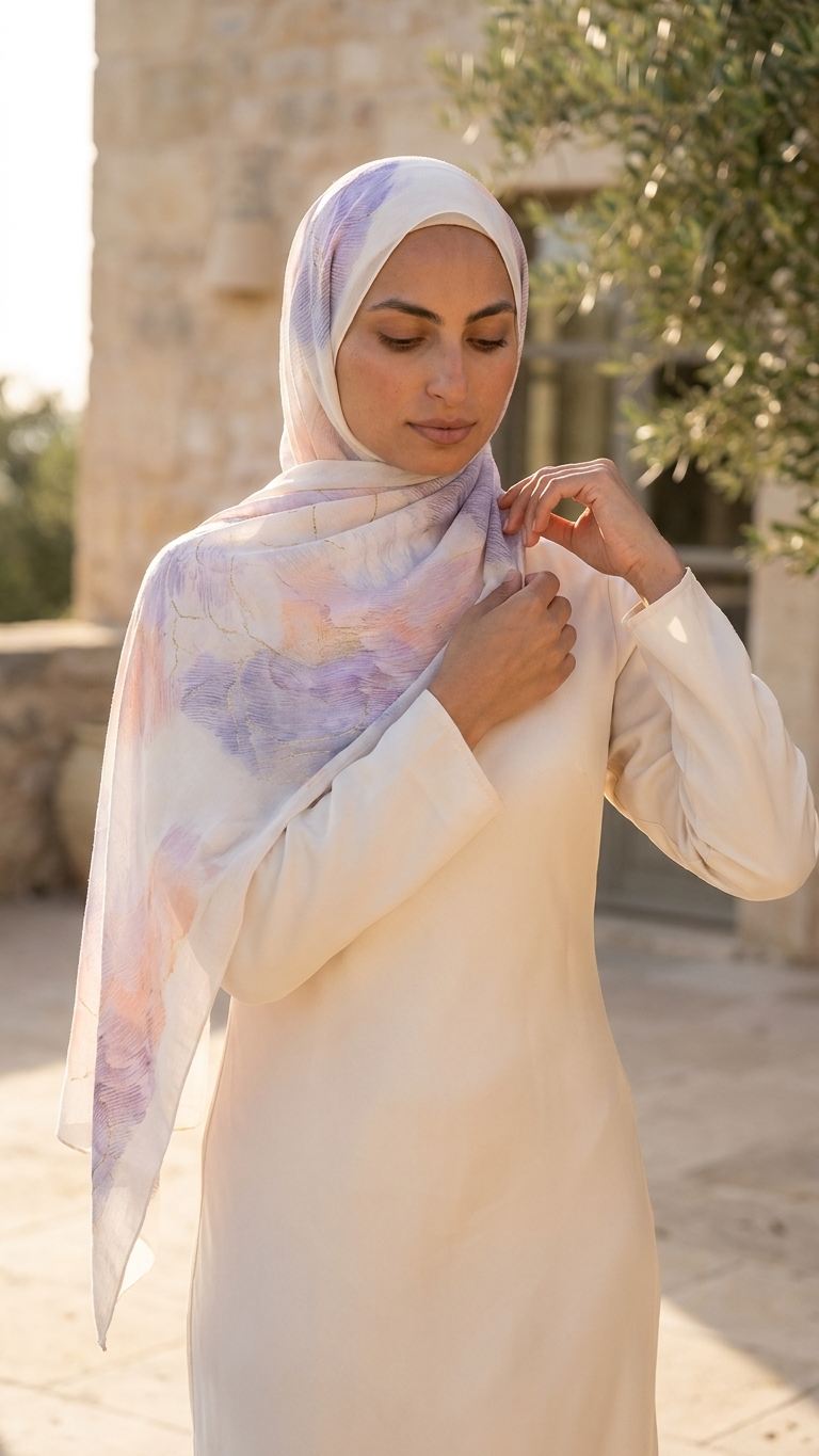 Hijabii Printed Chiffon Hijab – Style 1 – view 3