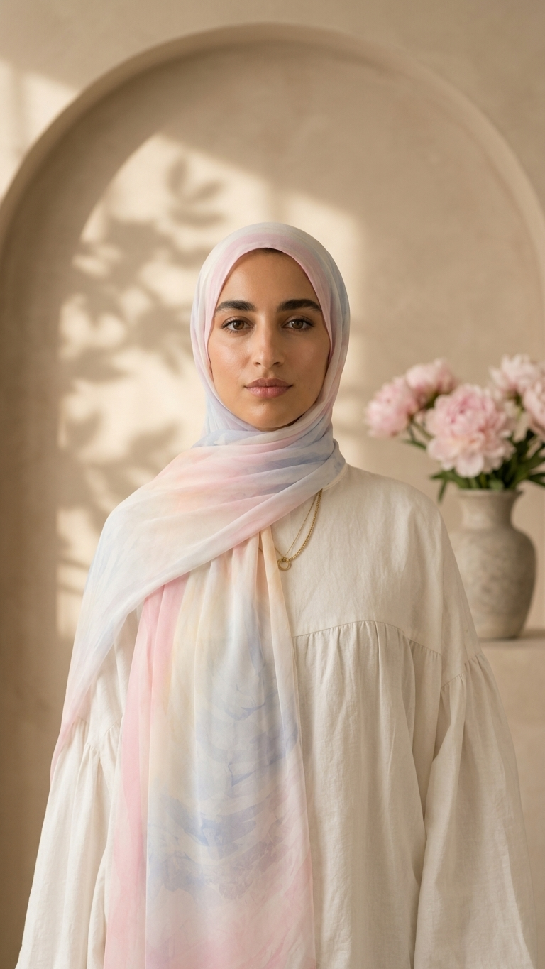 Hijabii Printed Chiffon Hijab – Style 2 – view 3