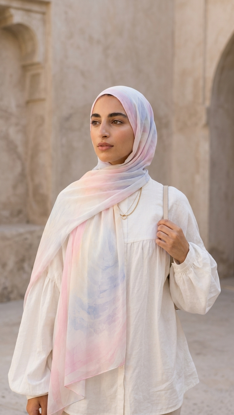 Hijabii Printed Chiffon Hijab – Style 2 – view 4