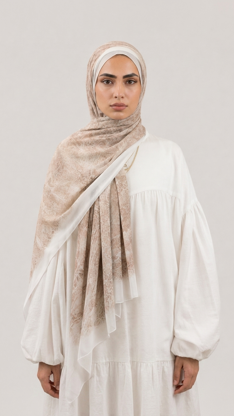 Hijabii Printed Chiffon Hijab – Style 3 – view 4