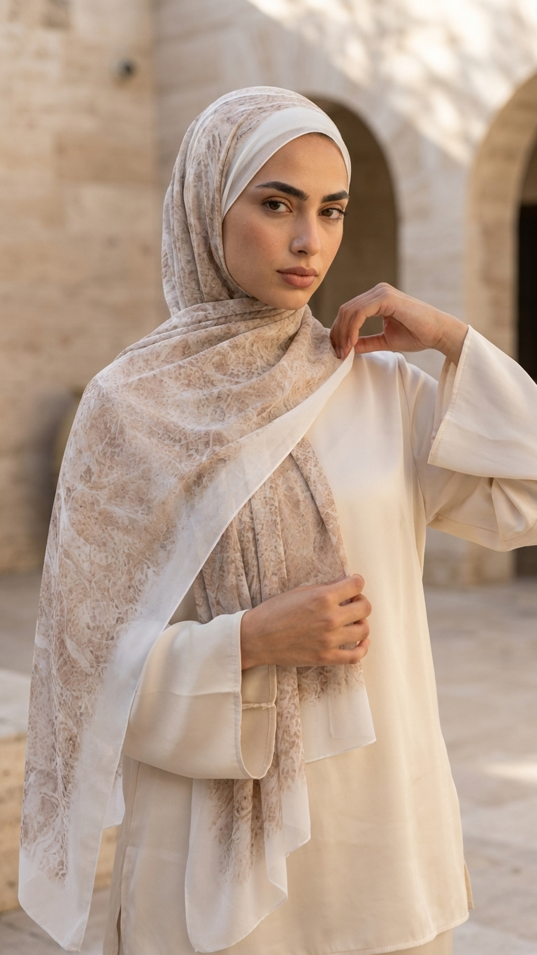 Hijabii Printed Chiffon Hijab – Style 3 – view 5