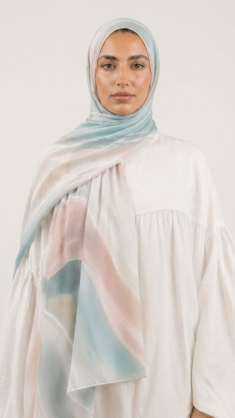Hijabii Printed Chiffon Hijab – Style 4 – view 4