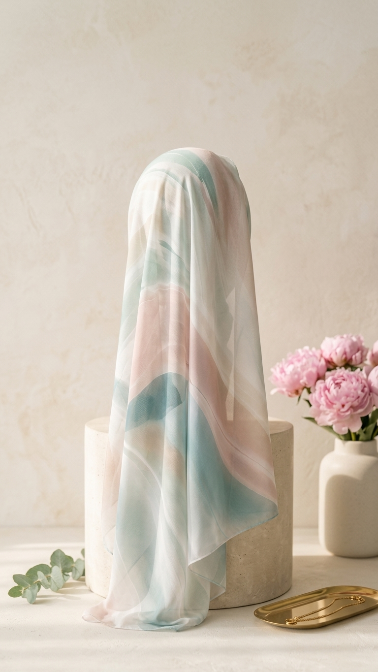 Hijabii Printed Chiffon Hijab – Style 4 – view 5