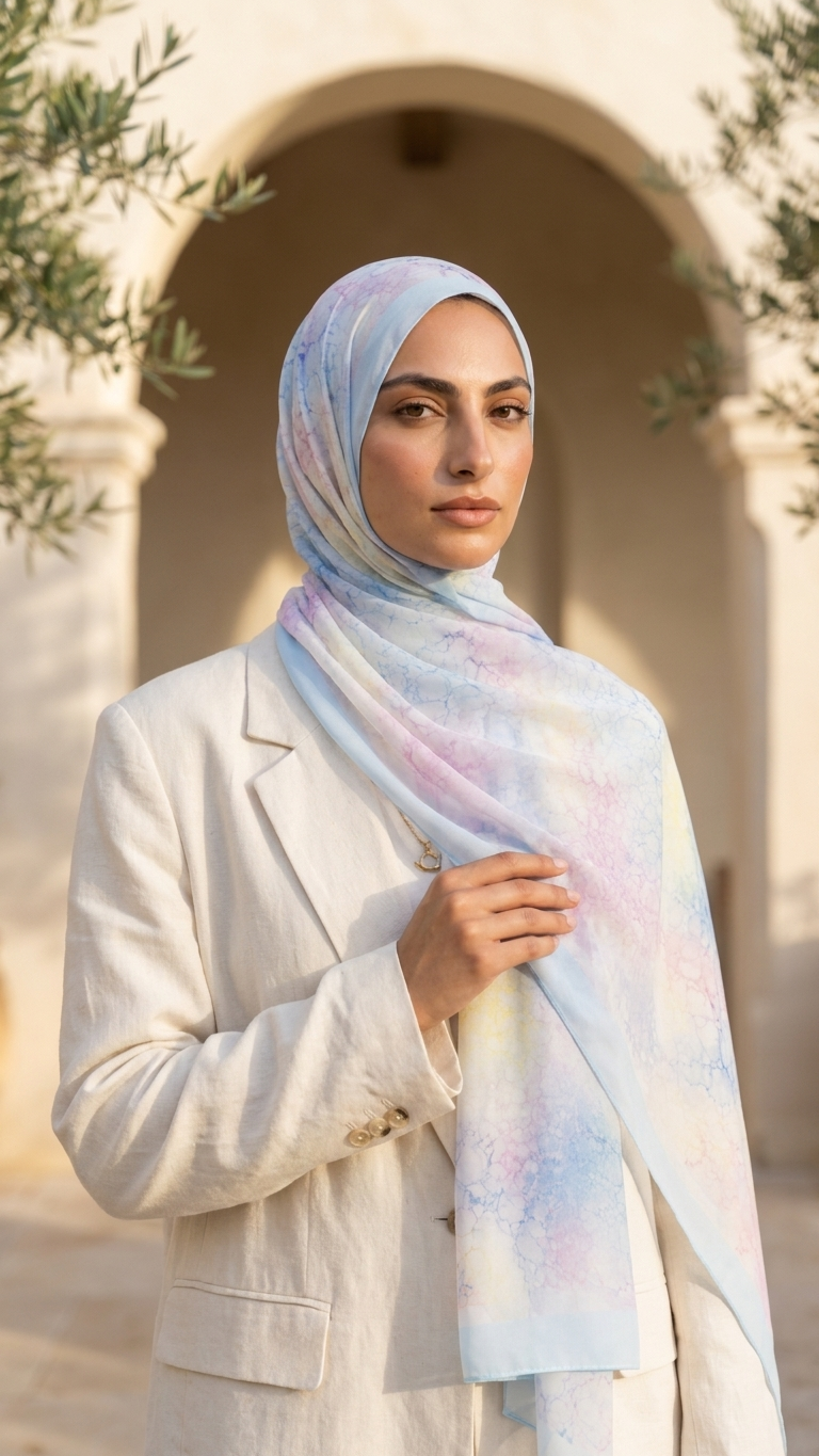 Hijabii Printed Chiffon Hijab – Style 5 – view 2