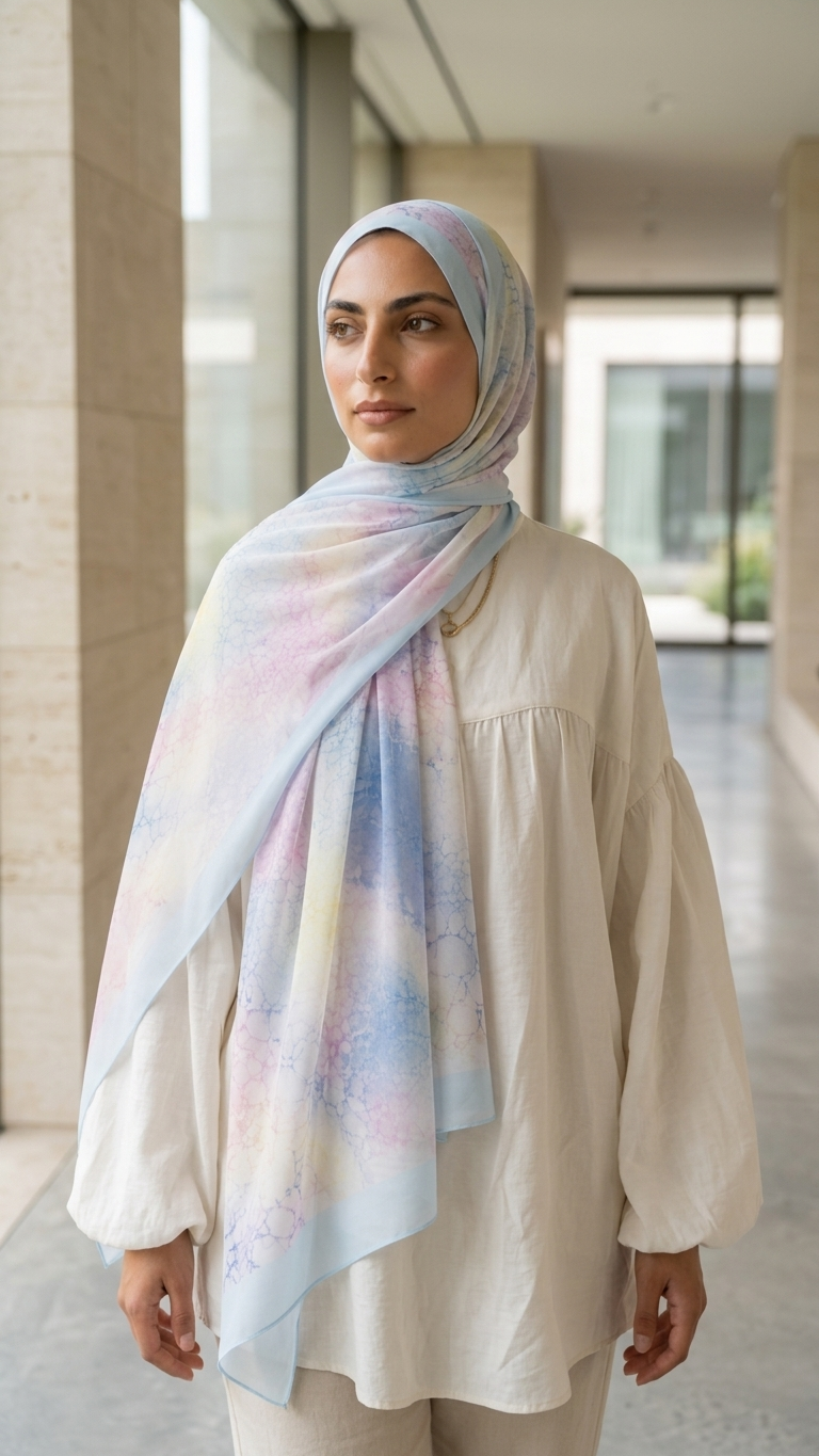 Hijabii Printed Chiffon Hijab – Style 5 – view 4