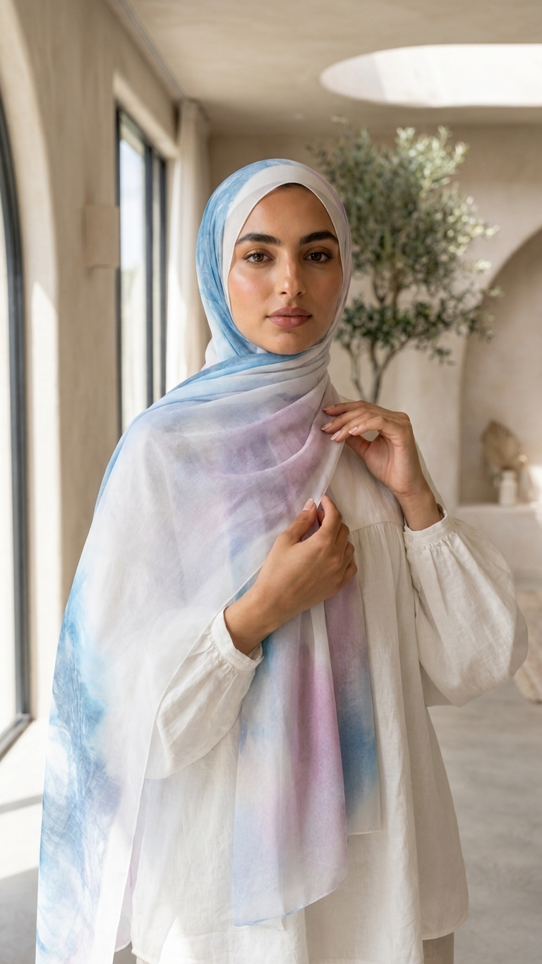 Hijabii Printed Chiffon Hijab – Style 7 – view 2