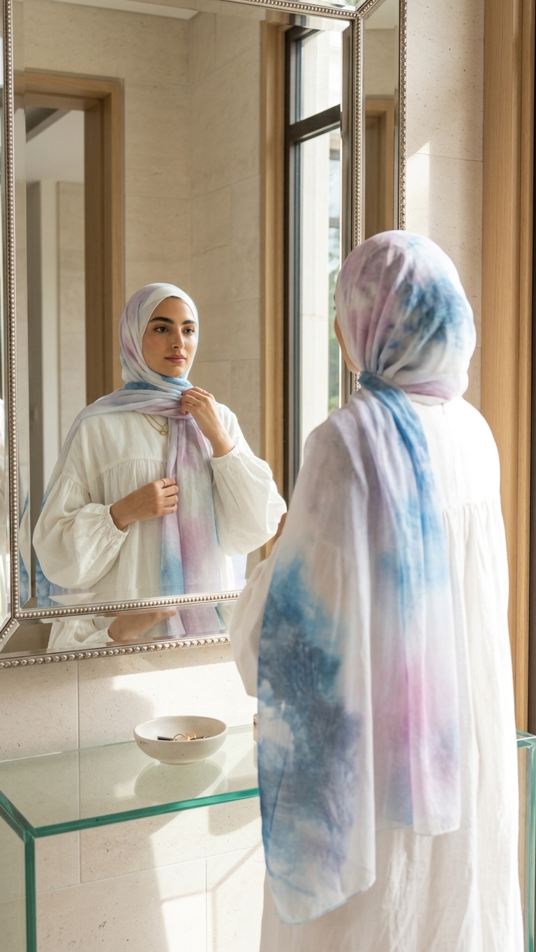 Hijabii Printed Chiffon Hijab – Style 7 – view 3